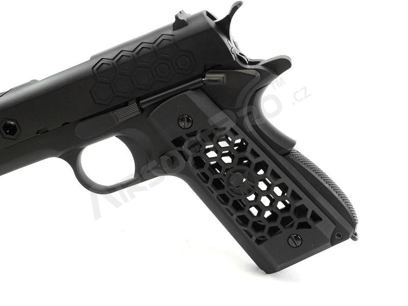 Airsoftová pistole M1911 Hex Cut - GBB, celokov, Gen2 - černá [WE]