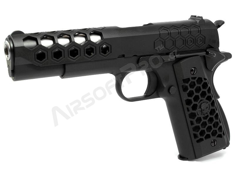 Airsoft pistol M1911 Hex Cut - GBB, full metal, Gen.2 - black [WE]