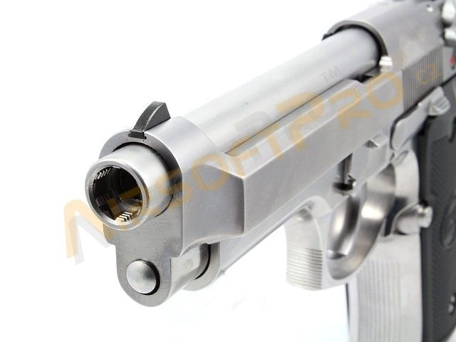 Airsoftová pistole M92 Gen2, nikl, celokov, AUTO blowback, LED BOX [WE]