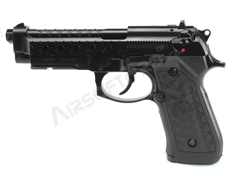 Airsoftová pistole M92 Hex Cut - GBB, celokov, Gen2 - černá [WE]