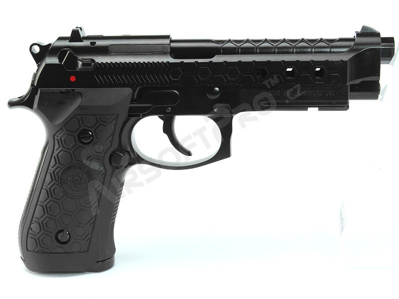 Airsoftová pistole M92 Hex Cut - GBB, celokov, Gen2 - černá [WE]
