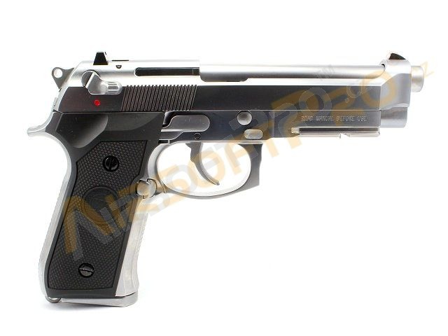 Airsoftová pistole M9A1 Gen2, nikl, celokov, AUTO blowback, LED BOX [WE]