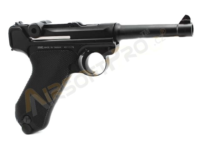 Airsoftová pistole P08 4”- celokov, blowback, CO2 verze [KWC]