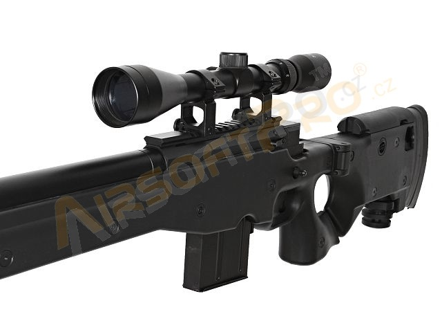 Airsoft sniper MB4403D + puškohled a dvojnožka - černá [Well]