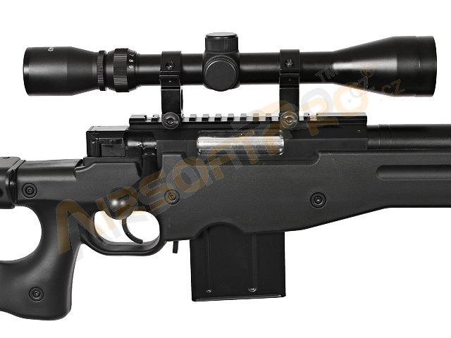 Airsoft sniper MB4403D + puškohled a dvojnožka - černá [Well]