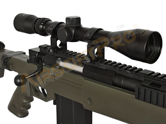 Airsoft sniper MB4406D + optika a dvojnožka - olivová [Well]