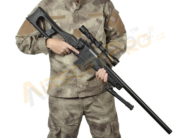 Airsoft sniper MB4408D + optika a dvojnožka - černá [Well]