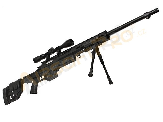 Airsoft sniper MB4411D + puškohled a dvojnožka - černá [Well]