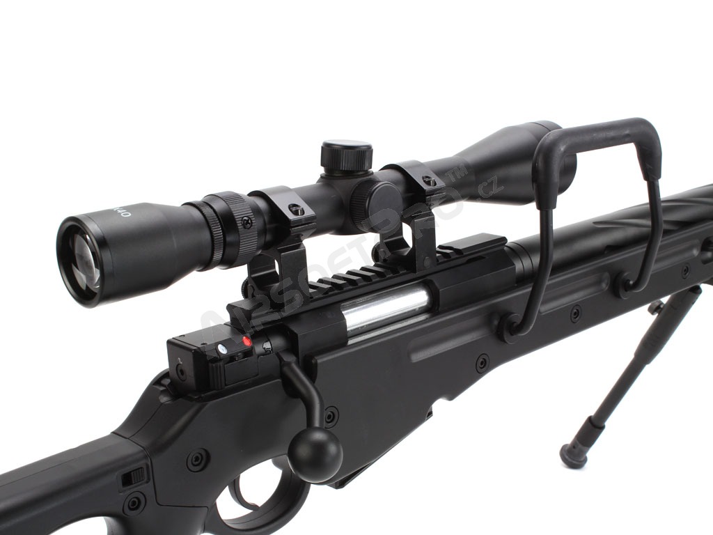 Airsoft sniper SV98 MB4420D + puškohled a dvojnožka - černá [Well]