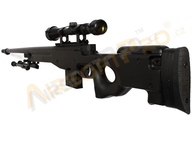 Airsoft sniper L96 AWS MB4402D + puškohled a dvojnožka - černá [Well]