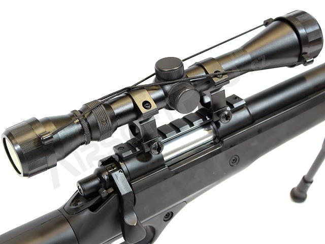 Airsoft sniper MB11D + puškohled + dvojnožka - černá [Well]