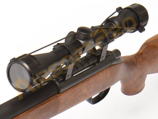 Airsoft sniper MB03D + puškohled a dvojnožka, imitace dřeva [Well]