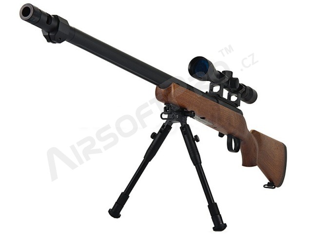 Airsoft sniper VSR-10 imitace dřeva (MB07DW) + puškohled + dvojnožka [Well]