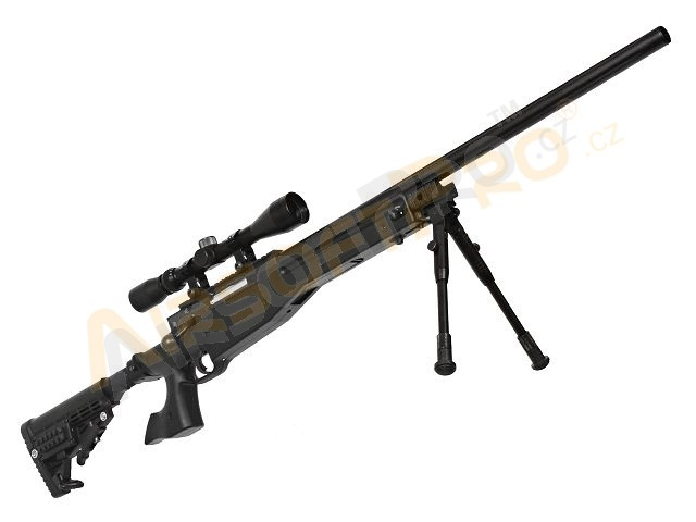Airsoft sniper MB14D + puškohled a dvojnožka - černá [Well]