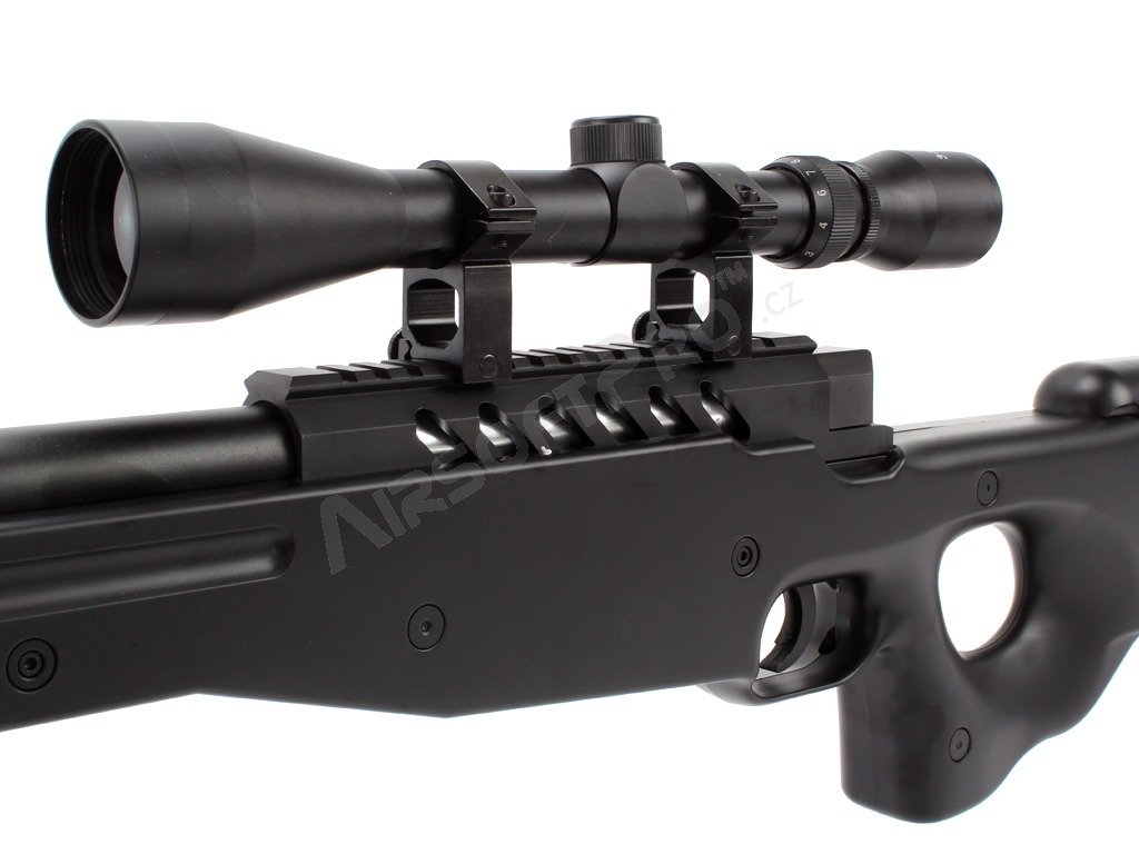 Airsoft sniper L96 (MB15DGE UPGRADE) + puškohled +dvojnožka - černá [Well]