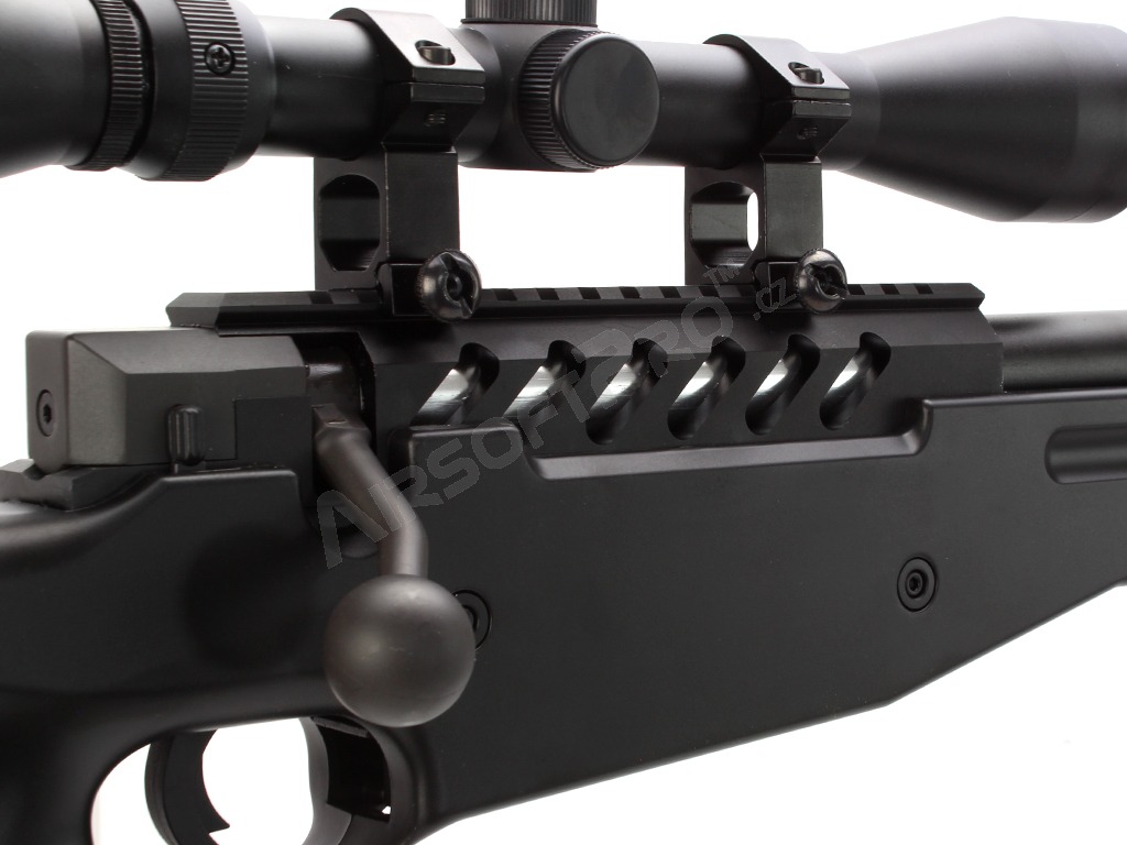 Airsoft sniper L96 (MB15DGE UPGRADE) + puškohled +dvojnožka - černá [Well]