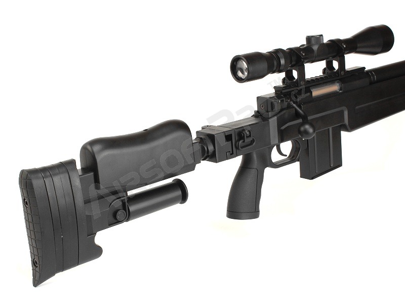 Airsoft sniper MB4414D + optika a dvojnožka - černá [Well]