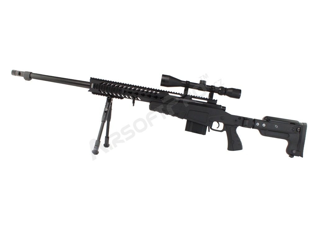 Airsoft sniper MB4418-3D + optika a dvojnožka - černá [Well]